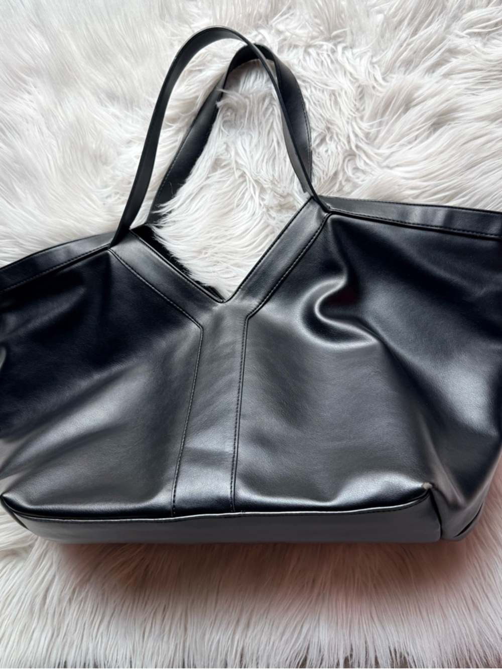 Black Leather Tote Bag - Minimal Everyday Carry